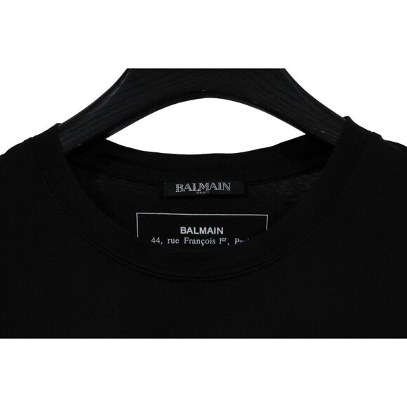 Balmain Mens T Shirt Size Small Small Black White Cotton Paris Logo Trim Sleeves - Picture 5 of 7